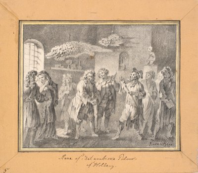Szene aus Ludvig Holbergs "Das arabische Pulver" von C.A. Lorentzen