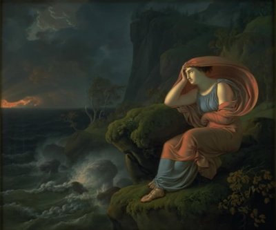 Alcyone wartet vergeblich auf ihren Ehemann. Episode aus Ovid: Metamorphosen von C.G. Kratzenstein Stub