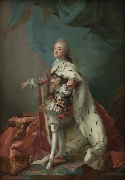 König Frederik V. von Dänemark in Salbungsroben von C.G. Pilo