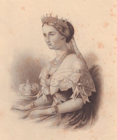 Porträt von Eugenia de Montijo de Guzman (1826-1920), Kaiserin von Frankreich, Ehefrau von Napoleon III. Bonaparte (Stich) von J.B. and Brown J. Rowbotham