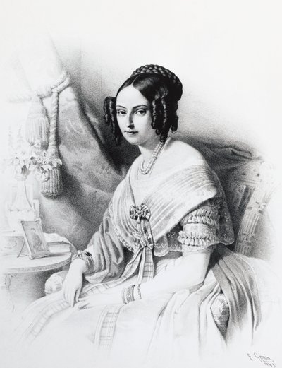 Porträt von Maria Adelaide von Habsburg-Lothringen (1822-1855), Ehefrau von Viktor Emanuel II. von Savoyen, Gravur von J.B. and Brown J. Rowbotham