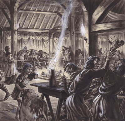 Ein Fest in der Halle eines angelsächsischen Thegns von C.L. Doughty