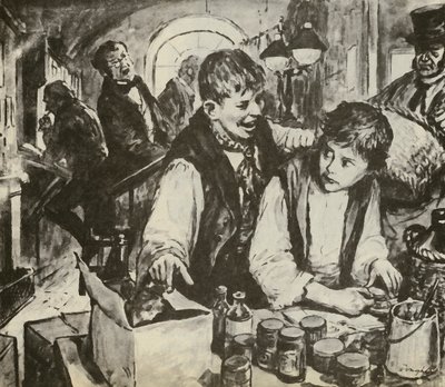 Charles Dickens als Junge in der Schuhcremefabrik von C.L. Doughty