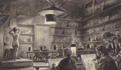 Aktklasse an der Royal Academy, London von C.L. Doughty