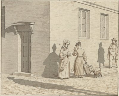 Linearperspektive in der Malerei angewendet - Tafel VII, 1 - Begegnung an einer Straßenecke von Christoffer Wilhelm Eckersberg