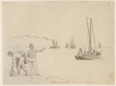 Passagiere werden zum Dampfschiff Caledonia gebracht von Christoffer Wilhelm Eckersberg