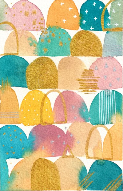 Buntes Aquarell Abstrakt von Camille Contini