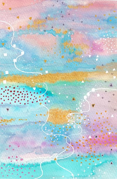 Träumerische Aquarell-Abstraktion von Camille Contini