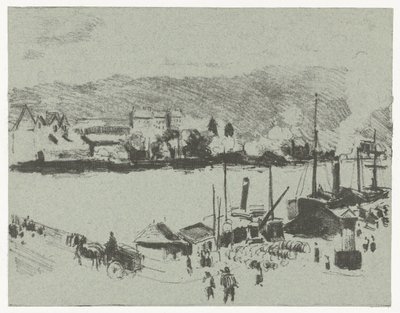 Ansicht des Kais der Seine in Rouen von Camille Jacob Pissarro