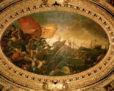 Seeschlacht zwischen Venezianern und Genuesen 1265 bei Trapani, Sizilien von Camillo Ballini