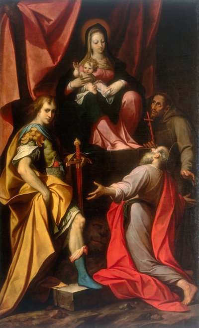 Madonna mit Kind und den Heiligen Vitale und Hieronymus, Werk von Camillo Procaccini, aufbewahrt in der Galleria Estense in Modena von Camillo Procaccini