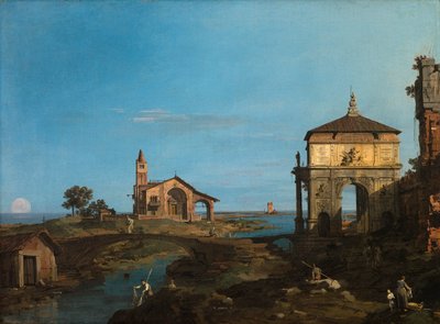 Eine Insel in der Lagune mit einem Tor und einer Kirche von Canaletto (Giovanni Antonio Canal)