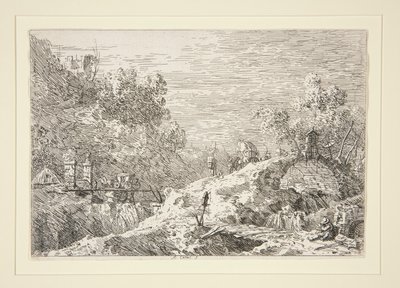Gebirgslandschaft mit fünf Brücken, aus der Serie Vedute von Canaletto (Giovanni Antonio Canal)