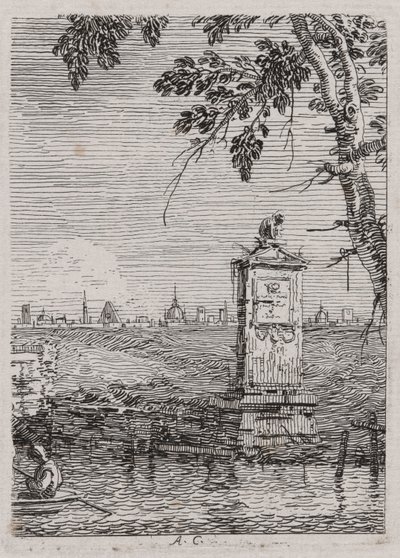 Das kleine Denkmal, aus der Serie Vedute (Ansichten) von Canaletto (Giovanni Antonio Canal)