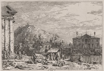 Der Markt in Dolo, aus der Serie Vedute (Ansichten) von Canaletto (Giovanni Antonio Canal)