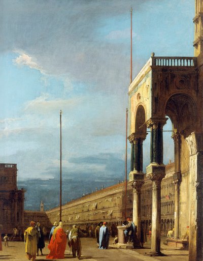 Canaletto - Der Markusplatz, Blick nach Nordwesten mit dem Narthex von San Marco um 1723-24 von Canaletto