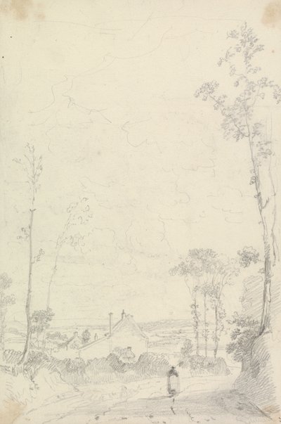 Skizze eines Hauses entlang einer Heidelandschaftstraße von Capt. Thomas Hastings