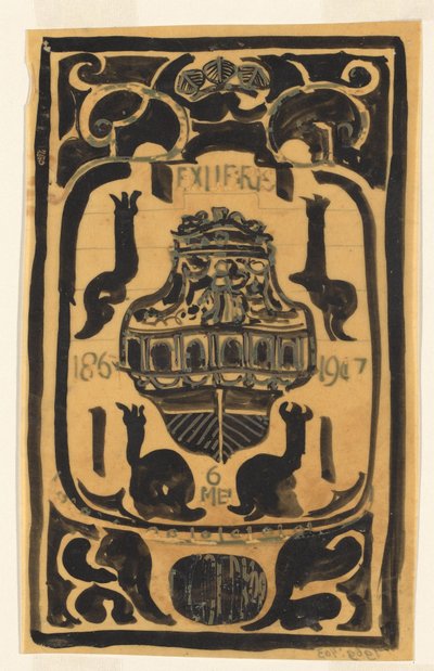 Entwurf für ein Exlibris für D. Goedkoop von Carel Adolph Lion Cachet