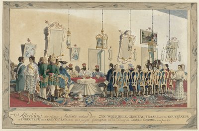 Empfang der Gesandten des Königs von Kandy durch Gouverneur Imam Falck von Carel Frederik Reimer