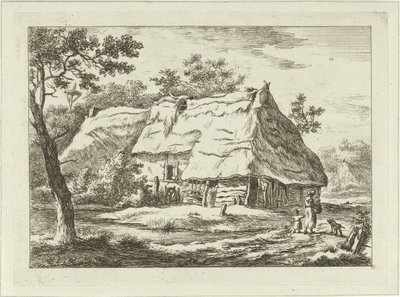 Frau mit Kind bei einem Bauernhof von Carel Lodewijk Hansen