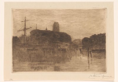 Ansicht des Neuen Hafens in Dordrecht bei Abend von Carel Nicolaas Storm van 