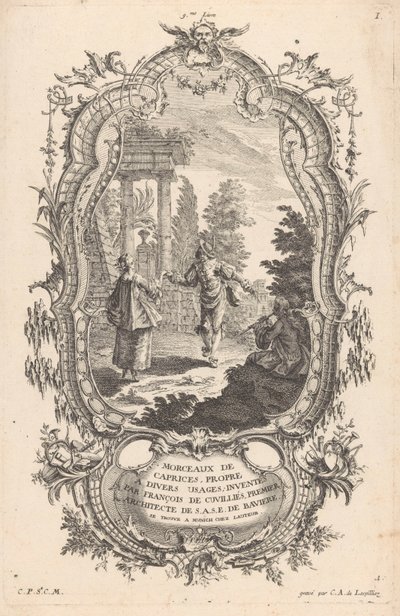 Tanzendes Paar (Figuren in Landschaften, 9me Livre I Morceaux De Caprices, Propre A Divers Usages) von Carl Albert von Lespilliez