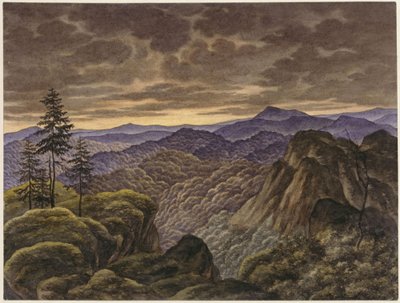 Gebirgslandschaft bei Sonnenuntergang von Carl Friedrich Lessing