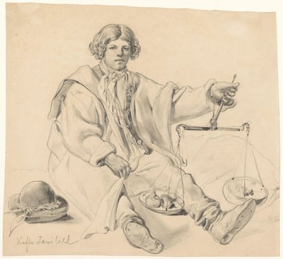 Sitzender kroatischer Zwiebelverkäufer von Carl Goebel