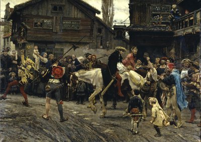 Der schändliche Einzug von Peder Sunnanvaeder und Meister Knut in Stockholm im Jahr 1526 von Carl Gustaf Hellqvist