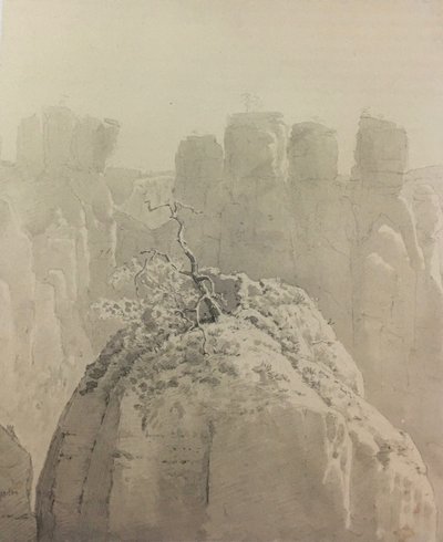 Blick von der Basteibrücke in der Sächsischen Schweiz zur Kleinen Gans von Carl Gustav Carus