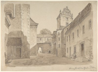 Ansicht des Innenhofs des Schlosses in Döben von Carl Gustav Carus