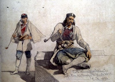 Studie von zwei Figuren, beide rauchen Pfeifen von Carl Haag
