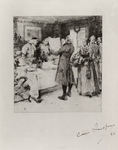 "Das fröhliche Fest". Illustration zu Anna Maria Lenngrens Gedicht. Zustand I von Carl Larsson