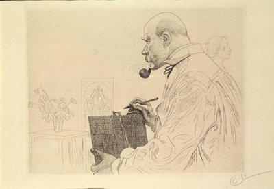 Selbstporträt als Radierer von Carl Larsson
