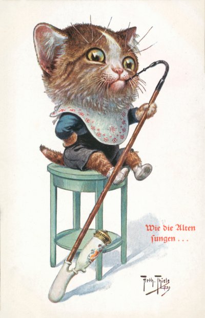 Humorvolle Katzenpostkarte von Carl Robert Arthur Thiele