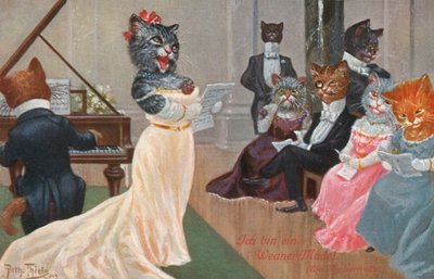 Humorvolle Katzenpostkarte von Carl Robert Arthur Thiele