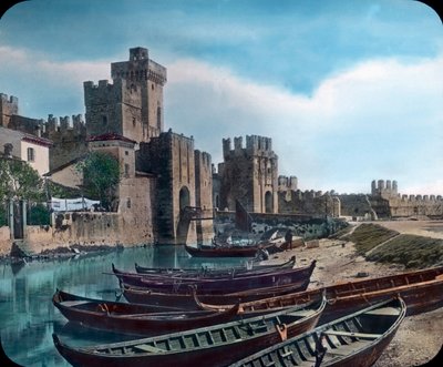 Chateau Scaliger de Malcesine - Italien, Scaliger Schloss, auch bekannt als Castello Scaligero in Sirmione, Bilddatum: ca. 1910. Carl Simon Archiv von Carl Simon