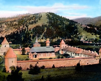 Rumänien, Bukowina, Sucevita-Kloster im Sucevita-Tal, um 1920 von Carl Simon