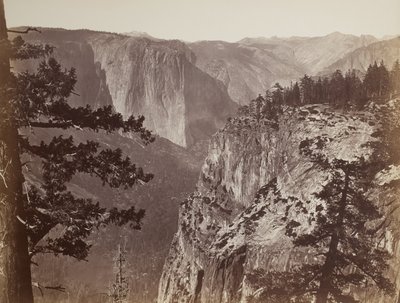 Erster Blick auf das Yosemite-Tal vom Mariposa-Trail, 1865-66 von Carleton E. Watkins