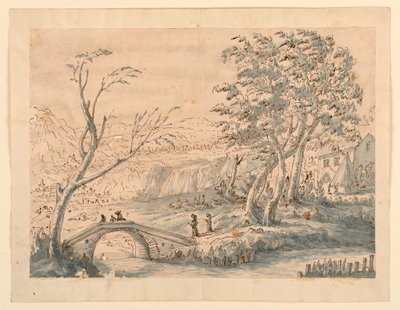 Landschaft mit Brücke, 1770–1786 von Carlo Marchionni
