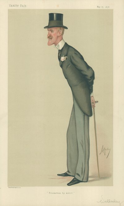 Oberst Der Ehrenwerte Frederick Arthur Wellesley, Beförderung durch Verdienst, 25. Mai 1878, Vanity Fair Karikatur von Carlo Pellegrini