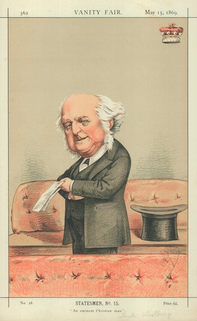 Lord Westbury, ein bedeutender christlicher Mann, 15. Mai 1869, Vanity Fair Karikatur von Carlo Pellegrini