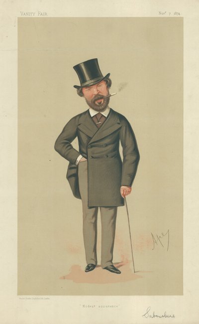Mr. Henry Du Pre Labouchere, Bescheidene Zuversicht, 7. November 1874, Vanity Fair Karikatur von Carlo Pellegrini