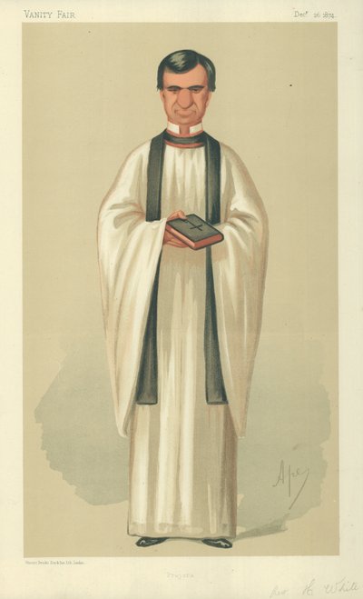Der Rev Henry White, Gebete, 26. Dezember 1874, Vanity Fair Karikatur von Carlo Pellegrini