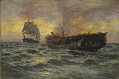 Gefechte zwischen der US-Fregatte Constitution und der H.M.S. Java, 1897 von Carlton Theodore Chapman