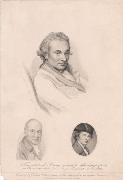 Drei Porträts von Romney von sich selbst in verschiedenen Lebensphasen. von Caroline Watson