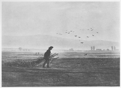 Herbstlandschaft mit einem Mann, der Holz sammelt von Caspar David Friedrich