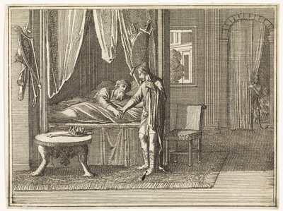 David auf seinem Sterbebett gibt Salomo seine letzten Ermahnungen von Caspar Luyken