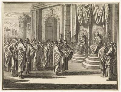 Prophet Micha vor Josafat und Ahab von Caspar Luyken