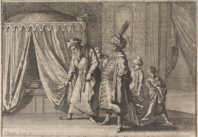 Krankenbett der Frau des Paschas, 1639 von Caspar Luyken